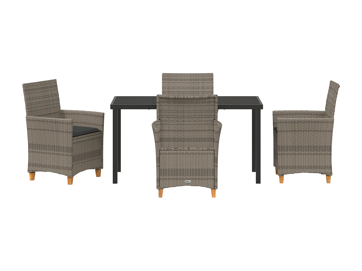 Ensemble de 5 chaises de jardin avec coussins gris en rattan poly