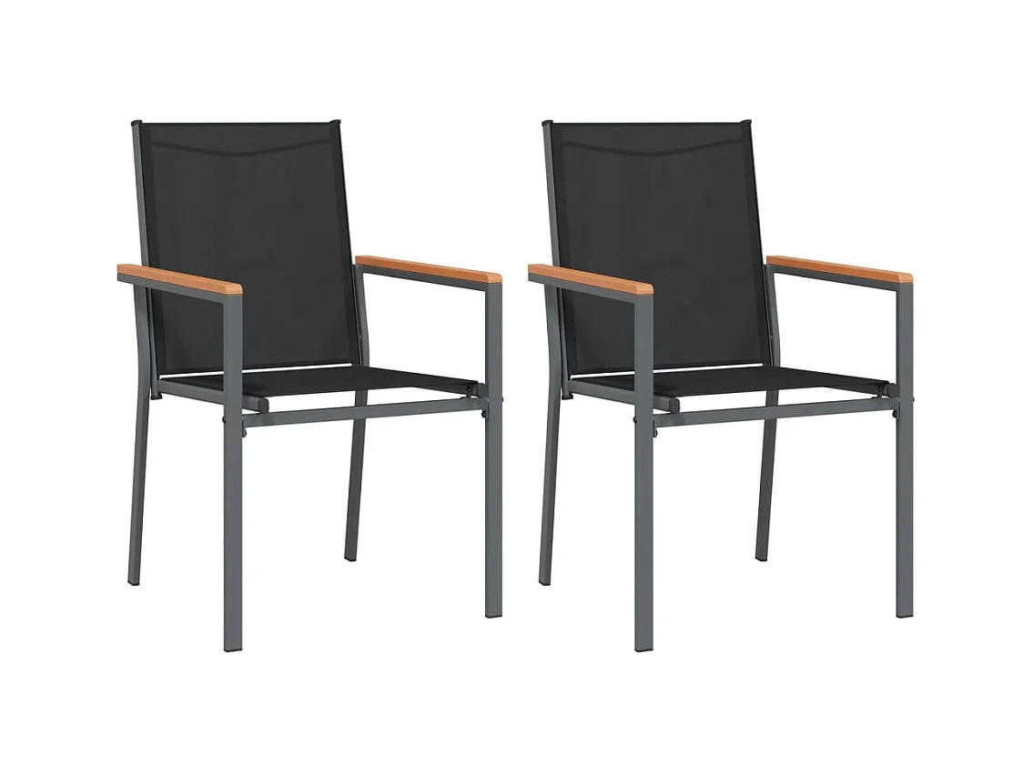 Tuinstoelen set van 2 zwart 55x61,5x90cm textiel en staal