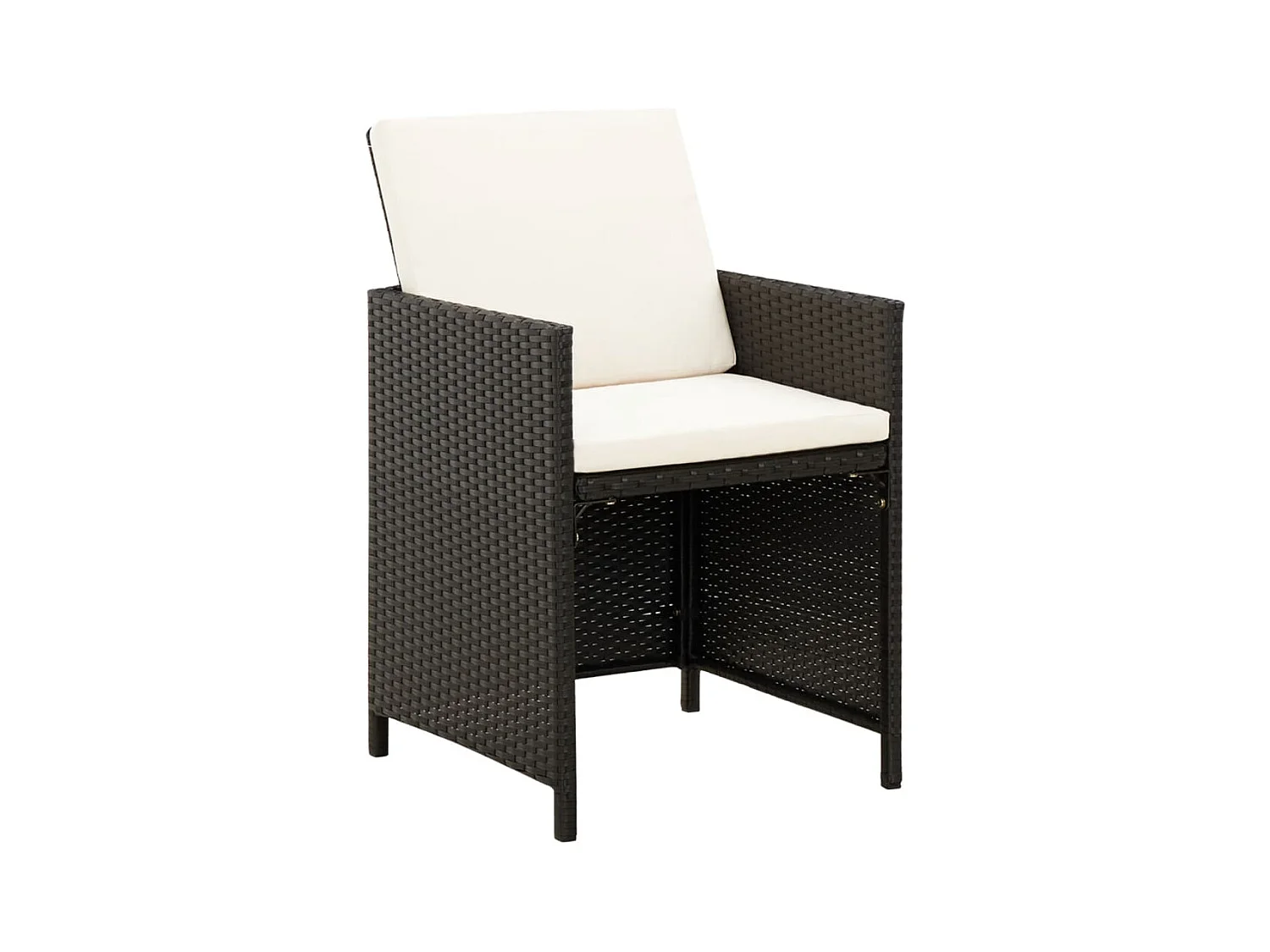 Set di 4 sedie e sgabelli da giardino in vimini nero