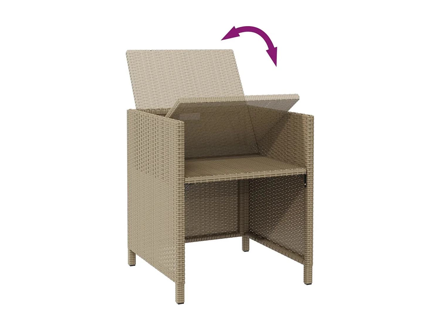 Juego de 2 sillas de jardín con taburetes de resina tejida beige