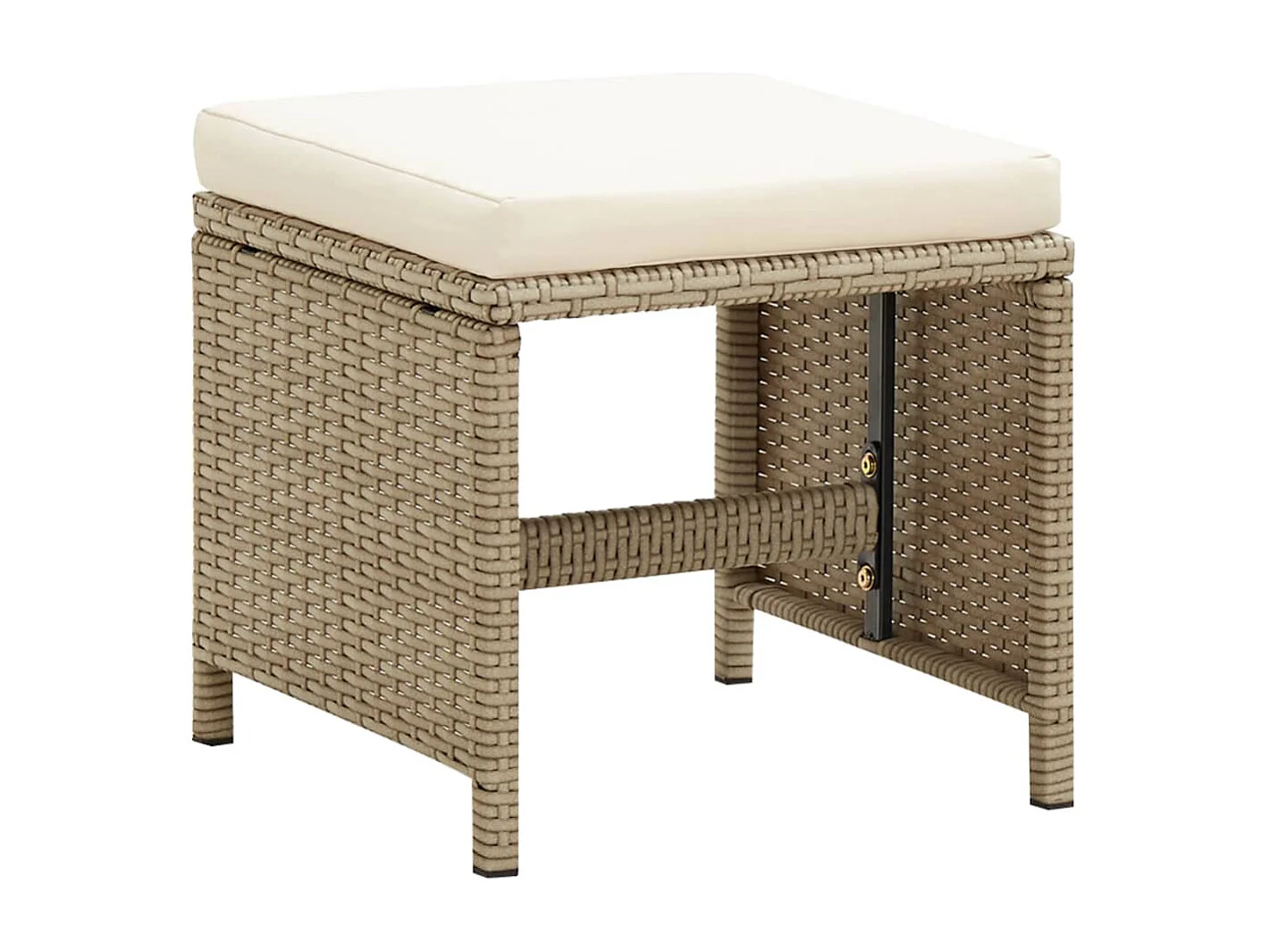 Juego de 2 sillas de jardín con taburetes de resina tejida beige