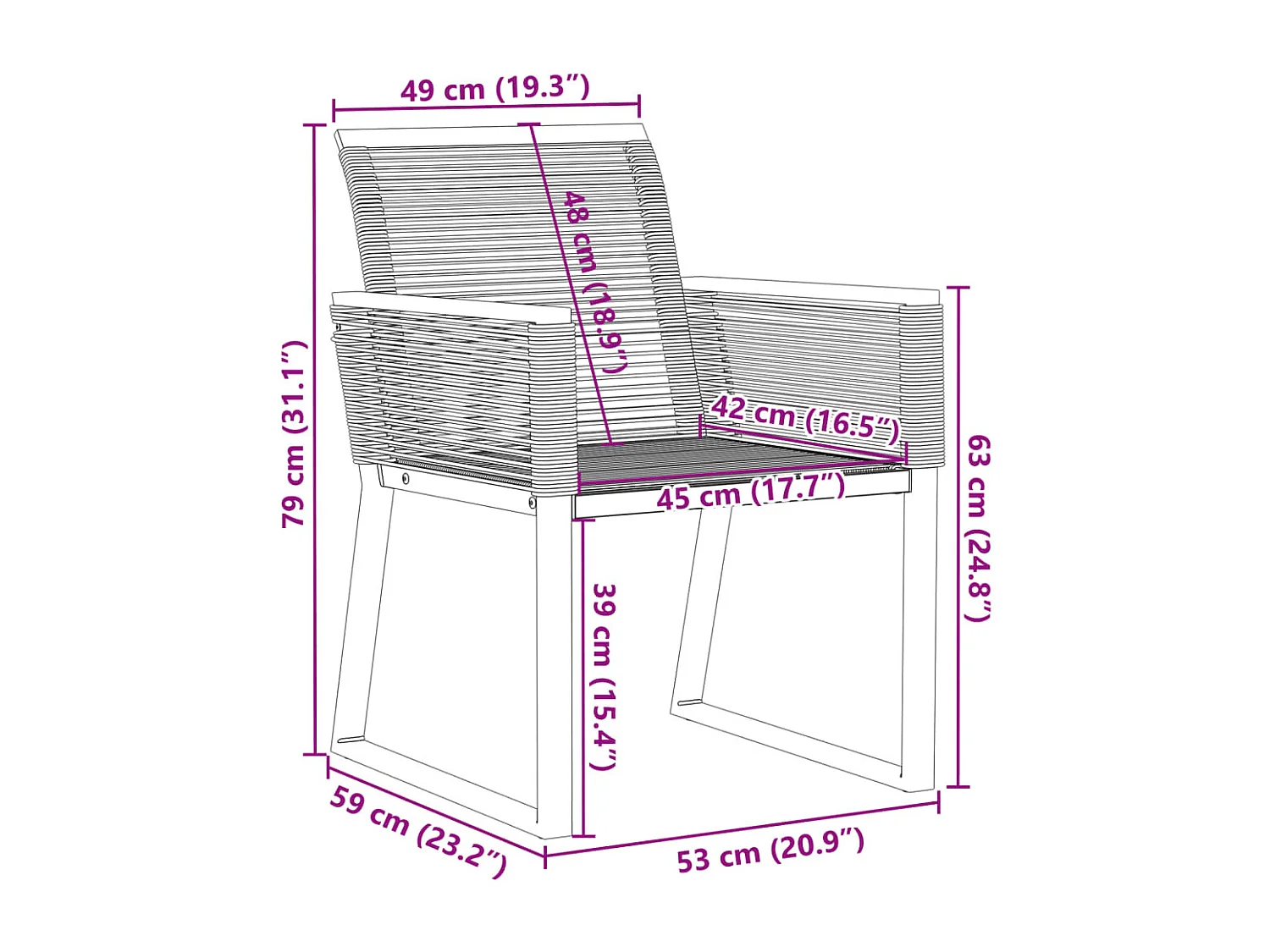 Tuinstoelen set van 2 Zwarte geweven hars