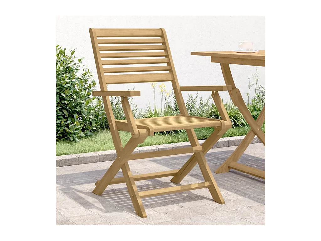 Conjunto de 4 sillas de jardín plegables de madera maciza de acacia.