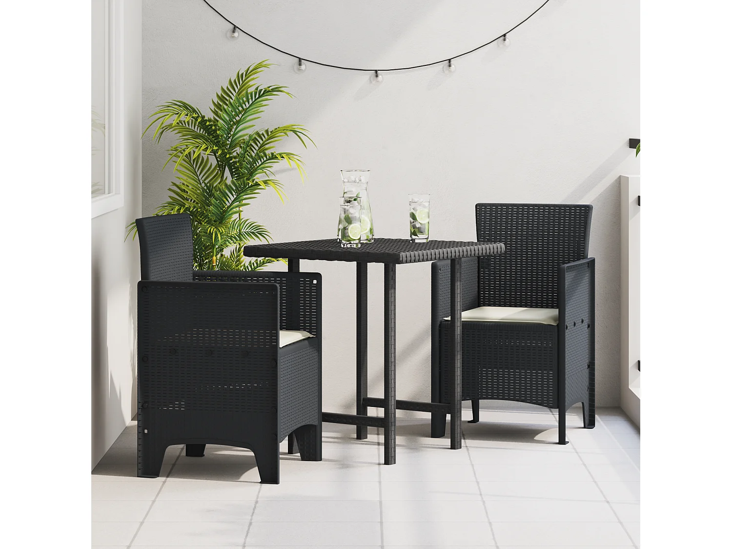 Chaises de Jardin avec Coussins 2 pcs Anthracite Rattan Plastique