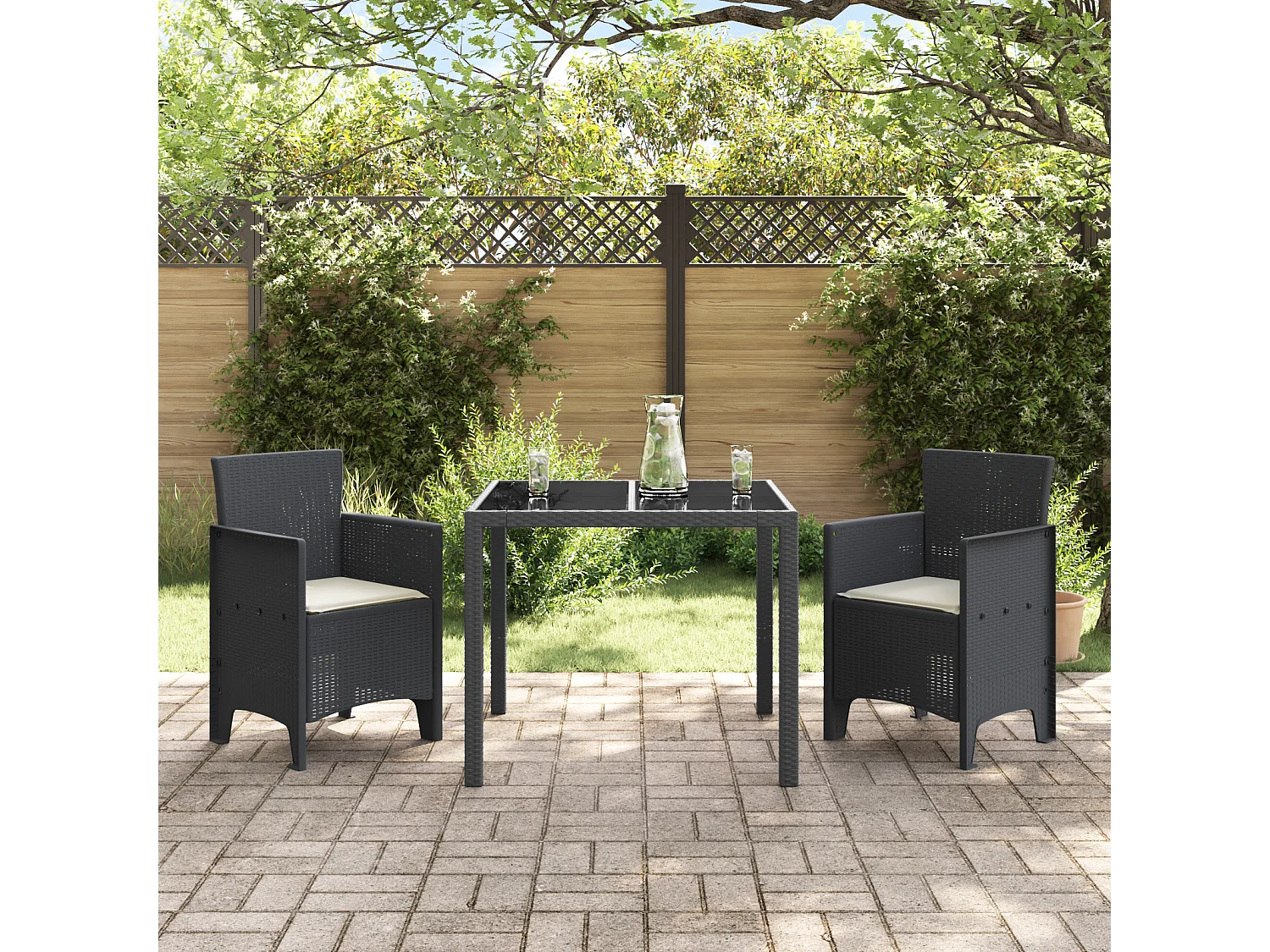 Chaises de Jardin avec Coussins 2 pcs Anthracite Rattan Plastique