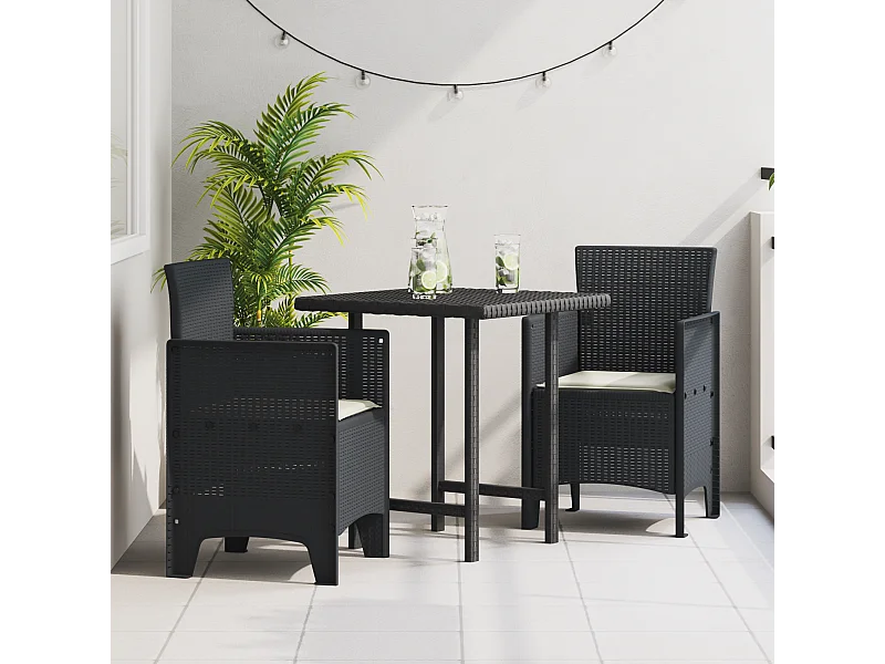 Chaises de Jardin avec Coussins 2 pcs Anthracite Rattan Plastique