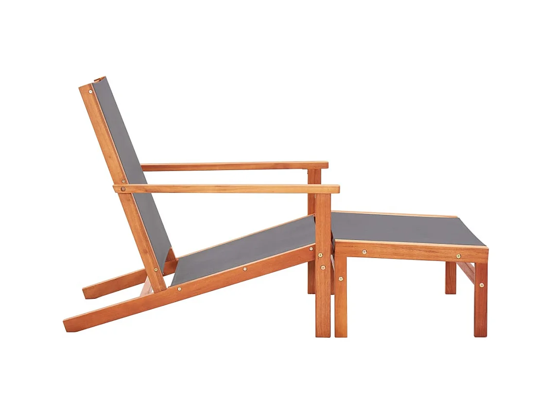 Eucalyptus Grijze en Textilene Tuinstoel en Voetenbank