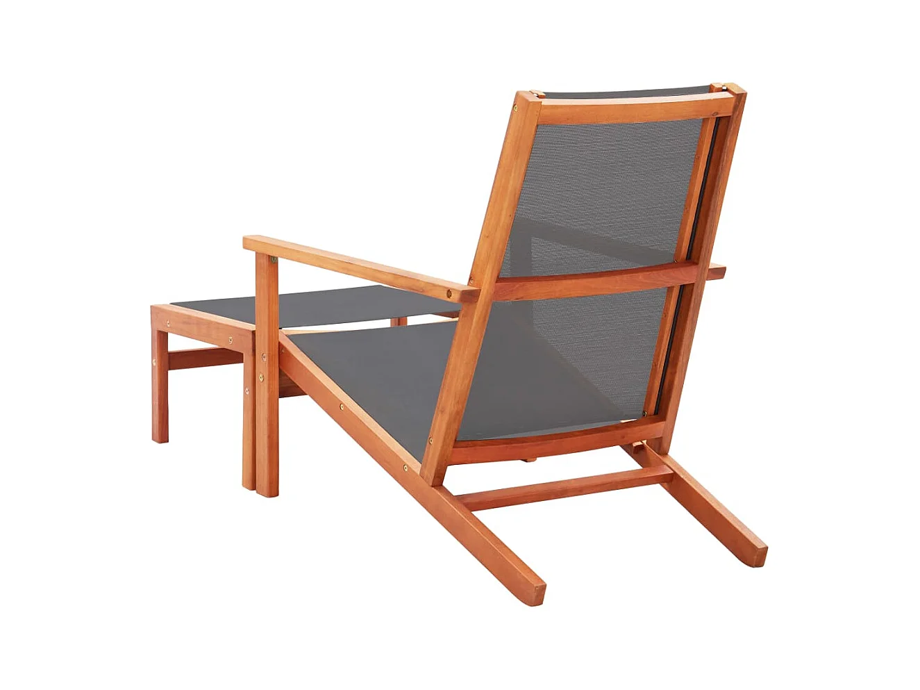 Eucalyptus Grijze en Textilene Tuinstoel en Voetenbank