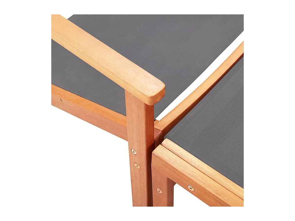 Eucalyptus Grijze en Textilene Tuinstoel en Voetenbank