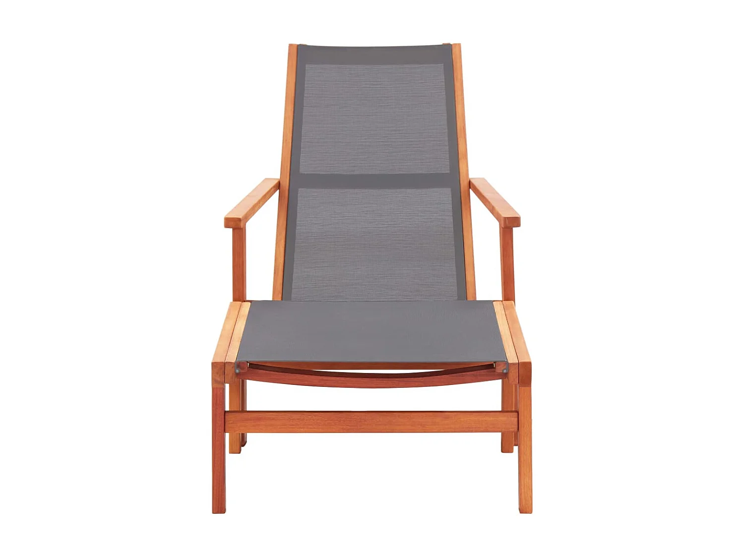 Chaise de jardin et repose-pied Gris Eucalyptus et textilène