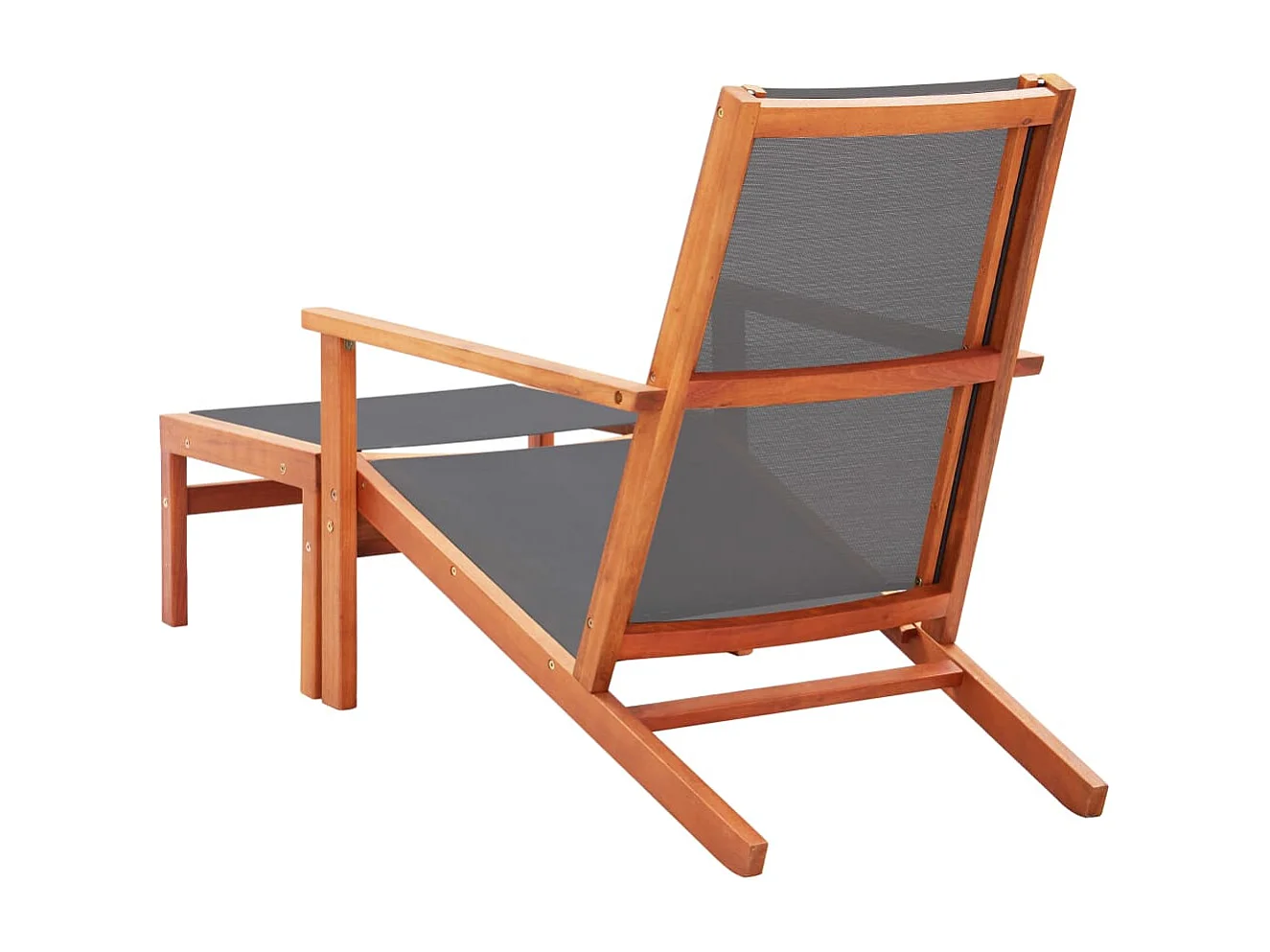 Chaise de jardin et repose-pied Gris Eucalyptus et textilène