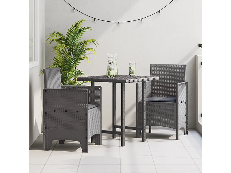 Chaises de jardin avec coussins 2 pcs Gris clair Poly Rattan