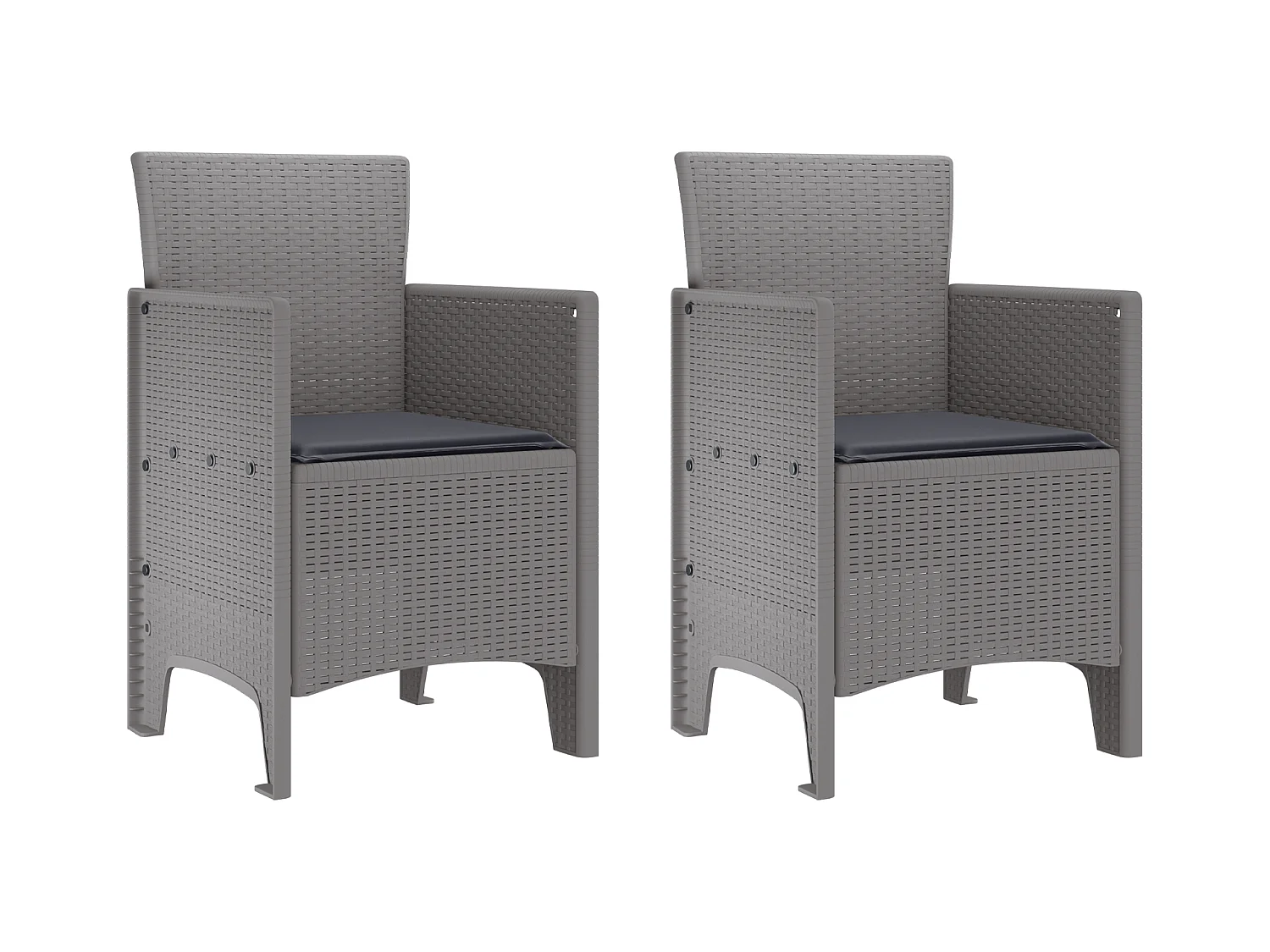 Sedie da giardino con cuscini 2 pezzi grigio chiaro in polyrattan