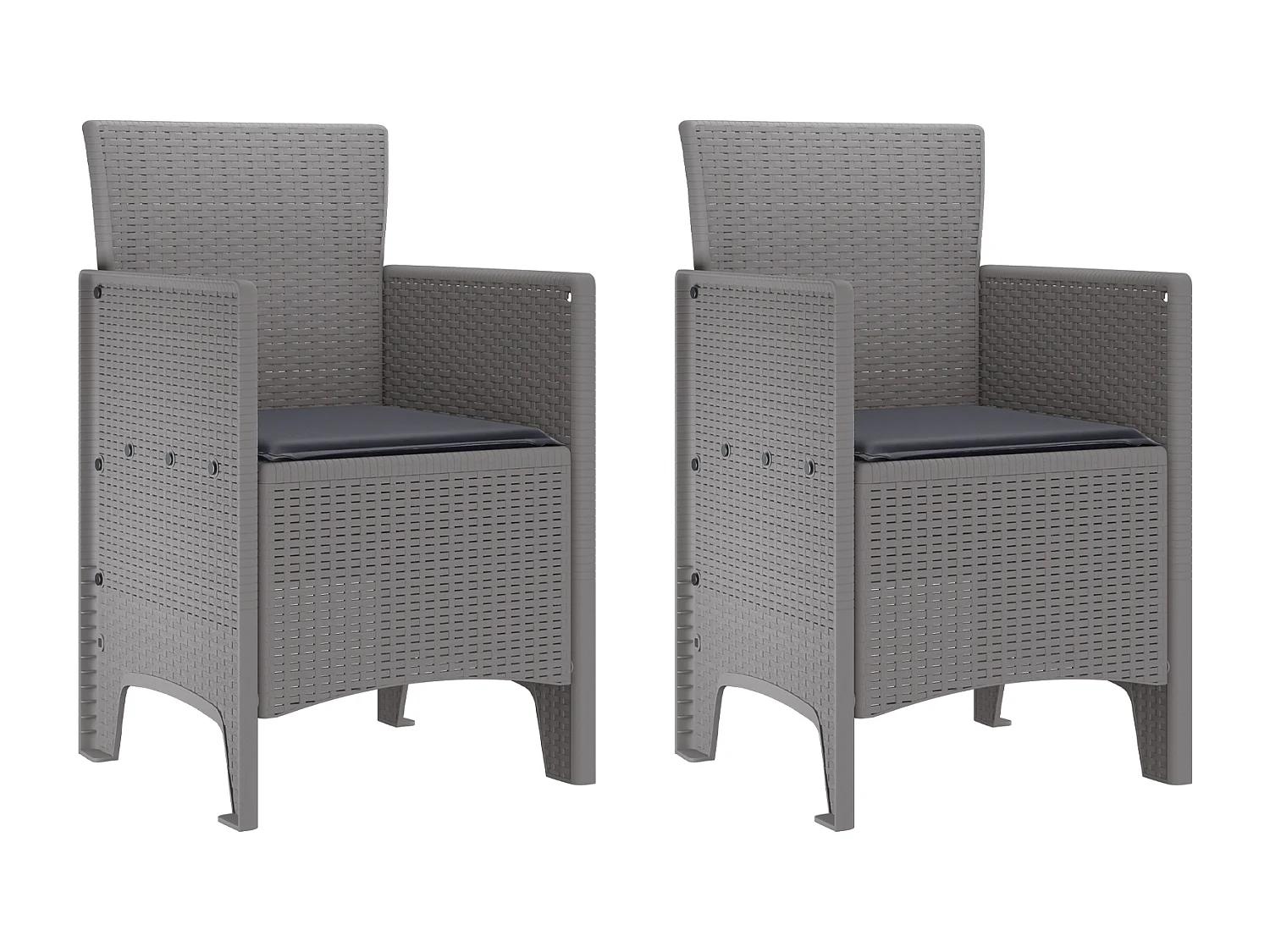 Sedie da giardino con cuscini 2 pezzi grigio chiaro in polyrattan