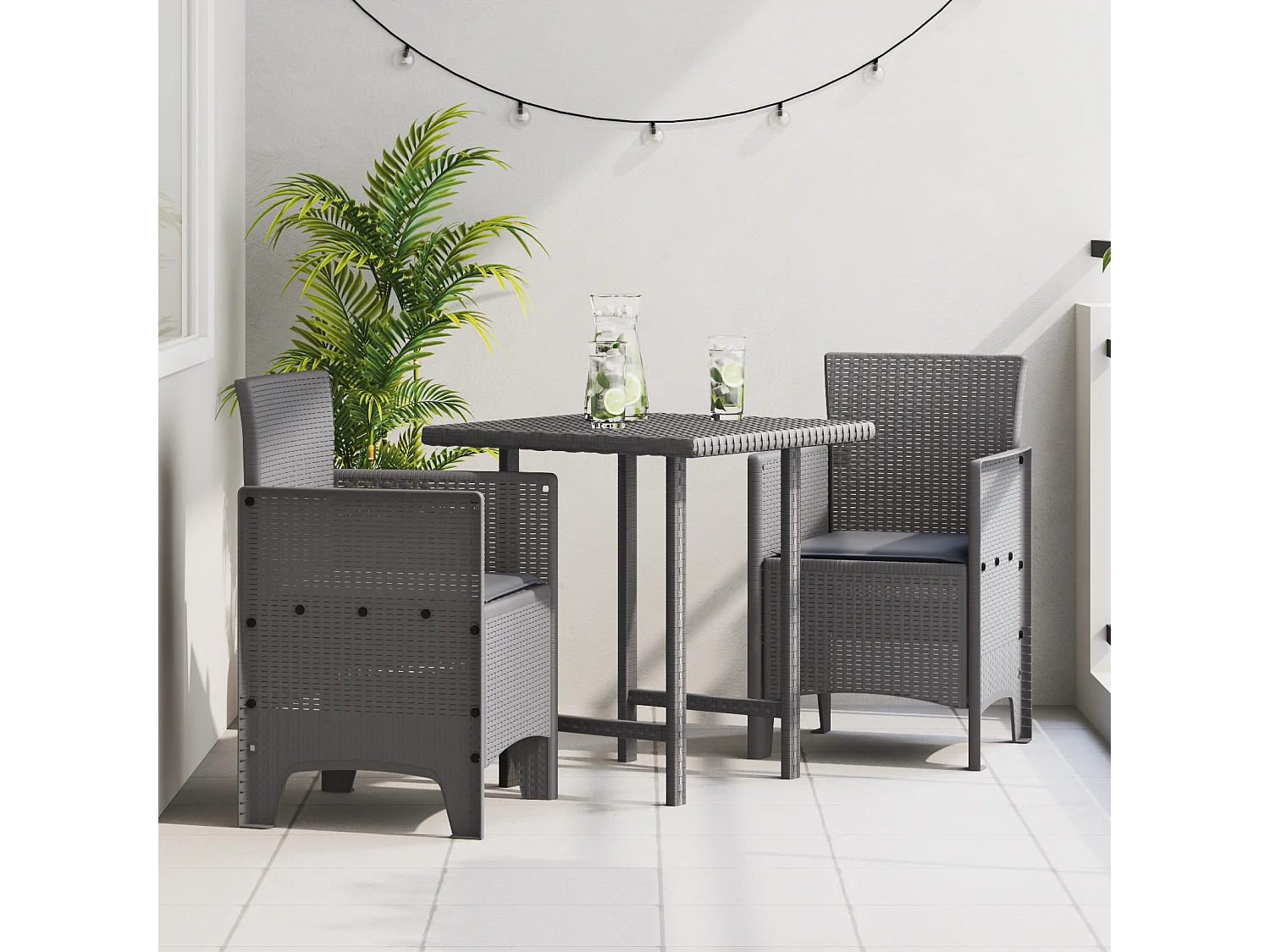 Chaises de jardin avec coussins 2 pcs Gris clair Poly Rattan