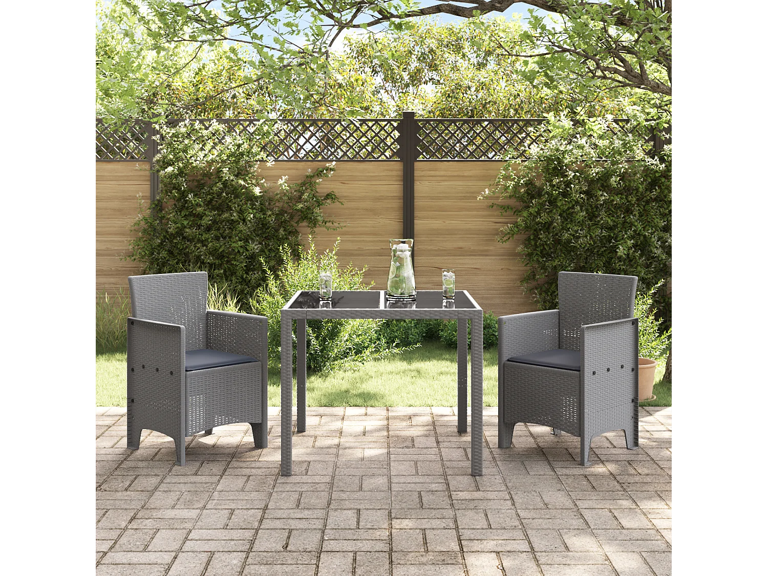 Chaises de jardin avec coussins 2 pcs Gris clair Poly Rattan