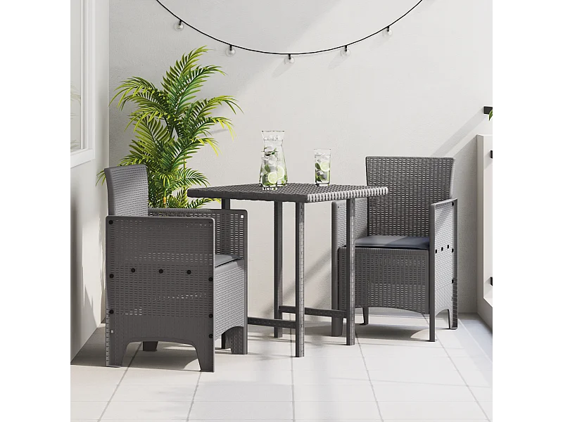 Chaises de jardin avec coussins 2 pcs Gris clair Poly Rattan