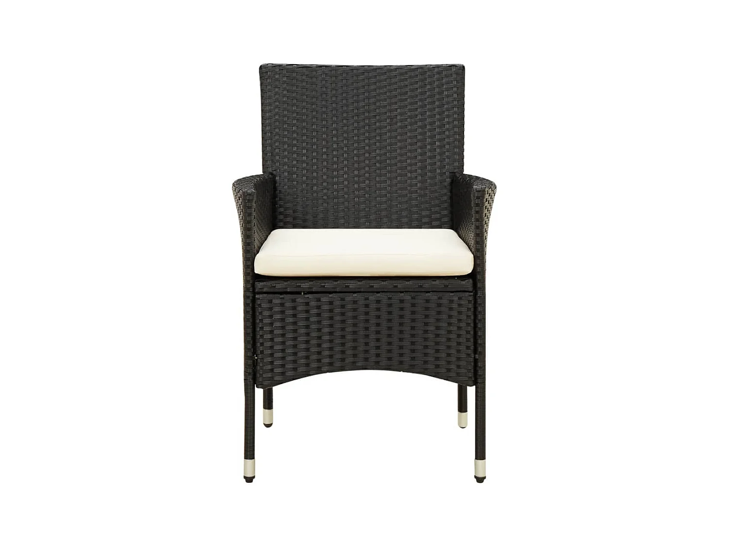 Chaises de jardin lot de 2 avec coussins Résine tressée Noir