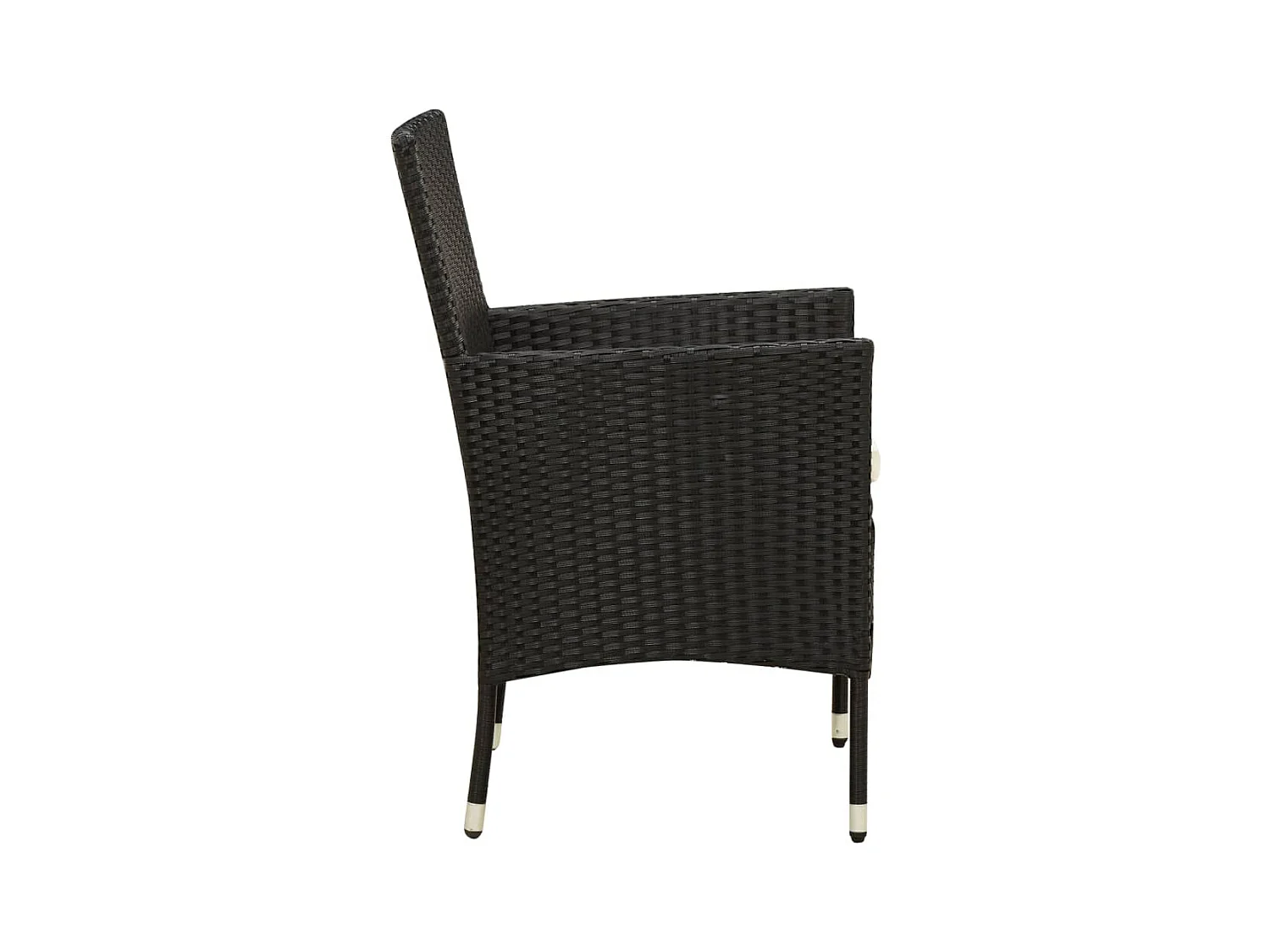 Chaises de jardin lot de 2 avec coussins Résine tressée Noir