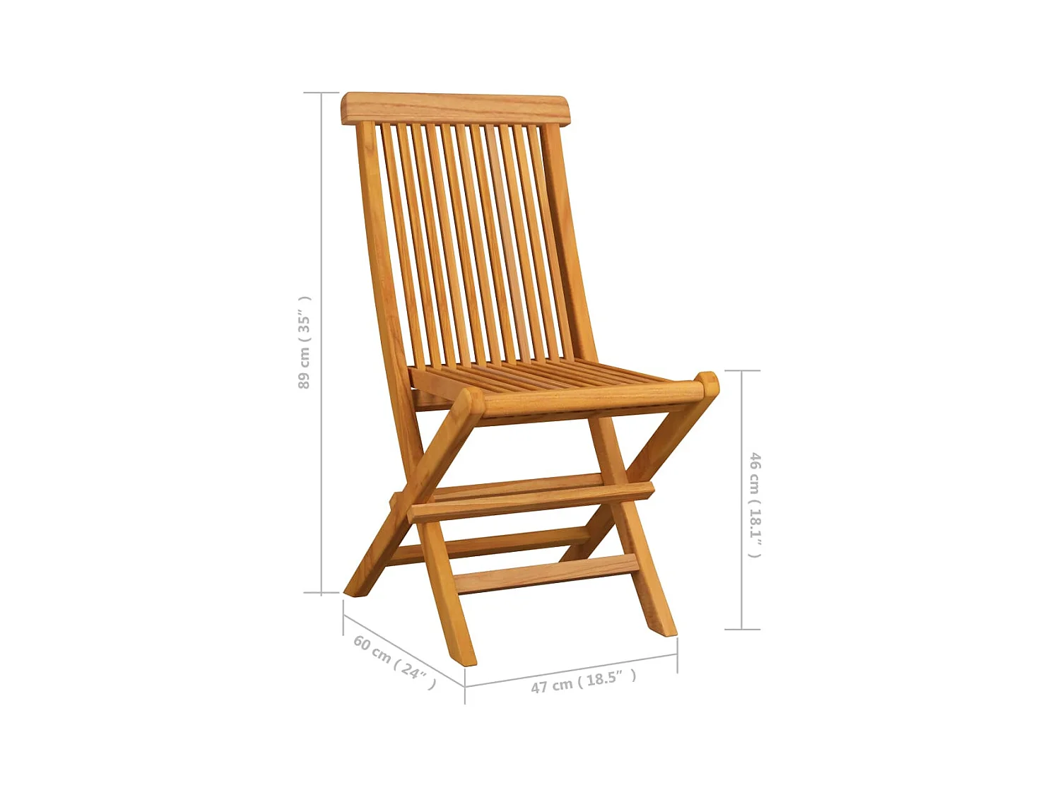 Opvouwbare tuinstoelenset van 8 massief teakhout