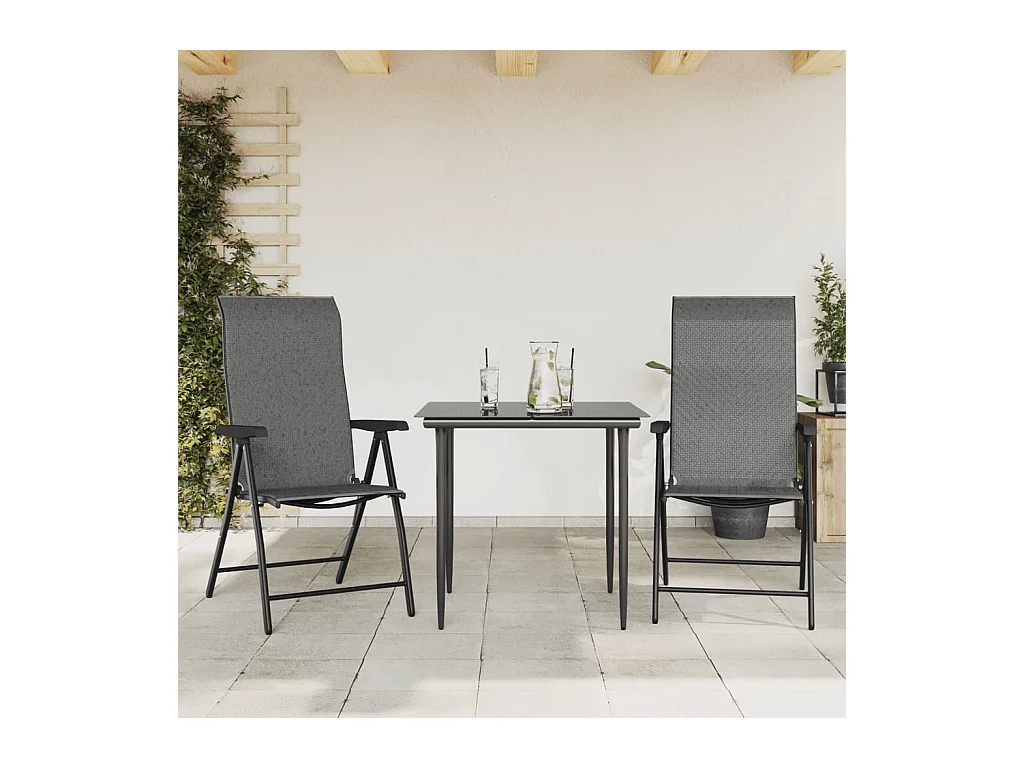 Chaises pliables de jardin lot de 2 gris résine tressée