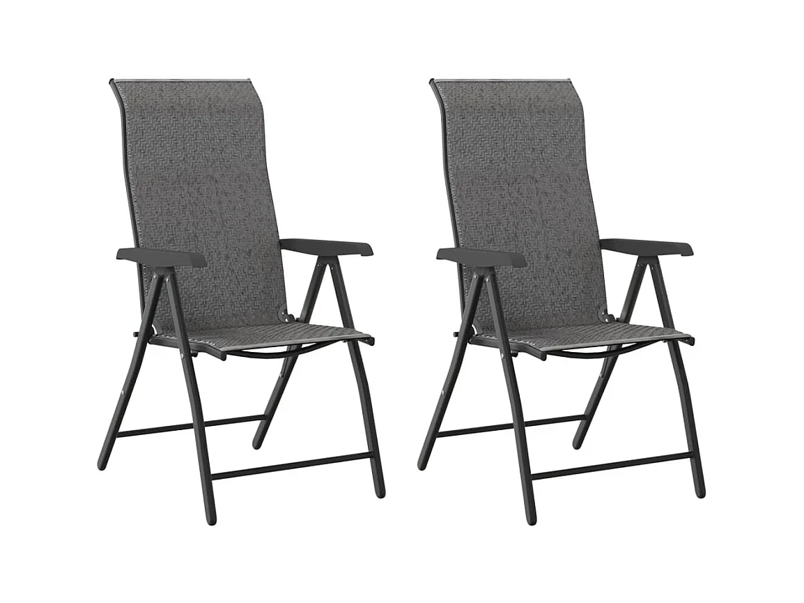 Chaises pliables de jardin lot de 2 gris résine tressée