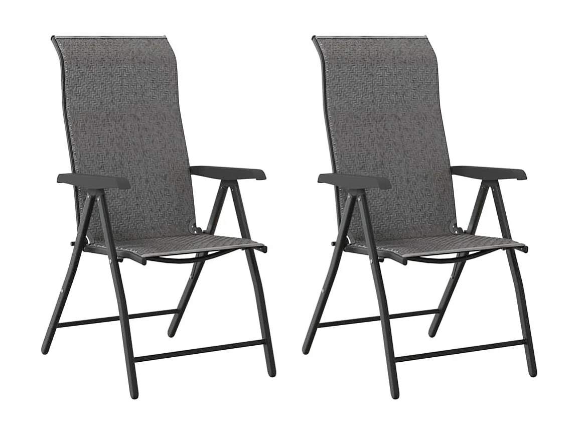 Chaises pliables de jardin lot de 2 gris résine tressée
