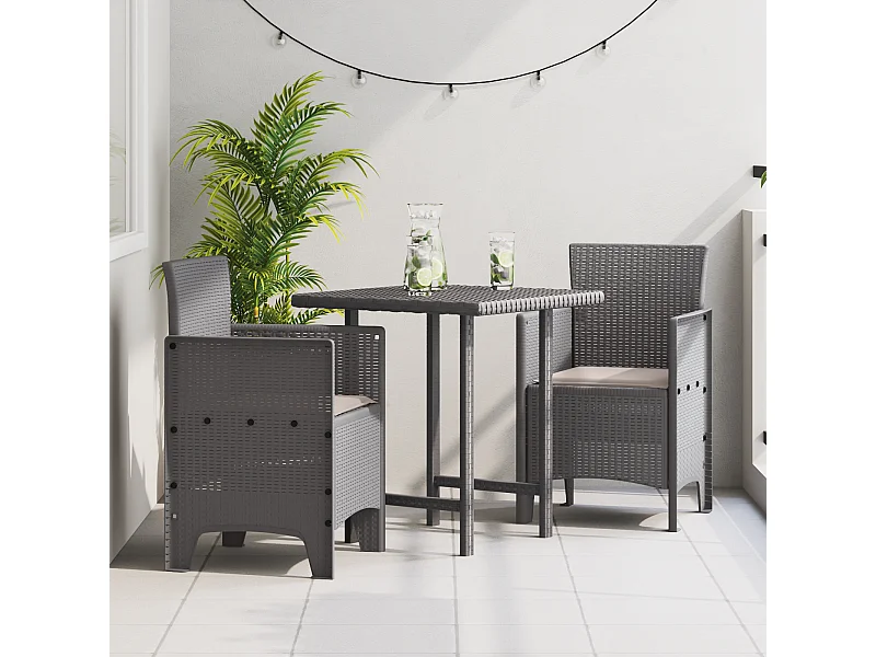 Chaises de Jardin avec Coussins 2 pcs Gris Clair Rattan Poly