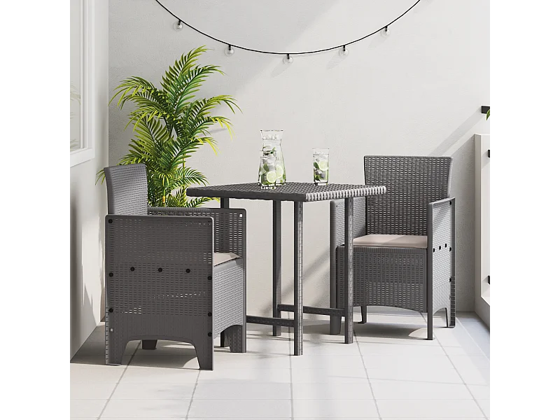 Chaises de Jardin avec Coussins 2 pcs Gris Clair Rattan Poly