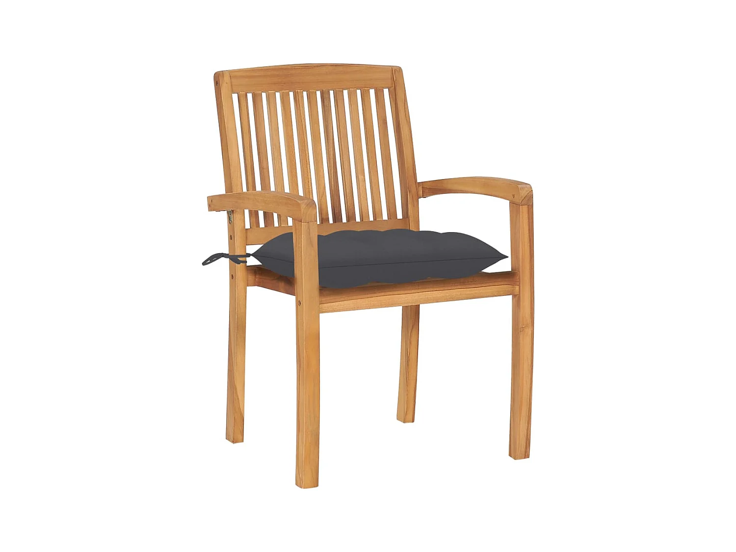 Chaises de jardin lot de 2 et coussins anthracite Bois de teck