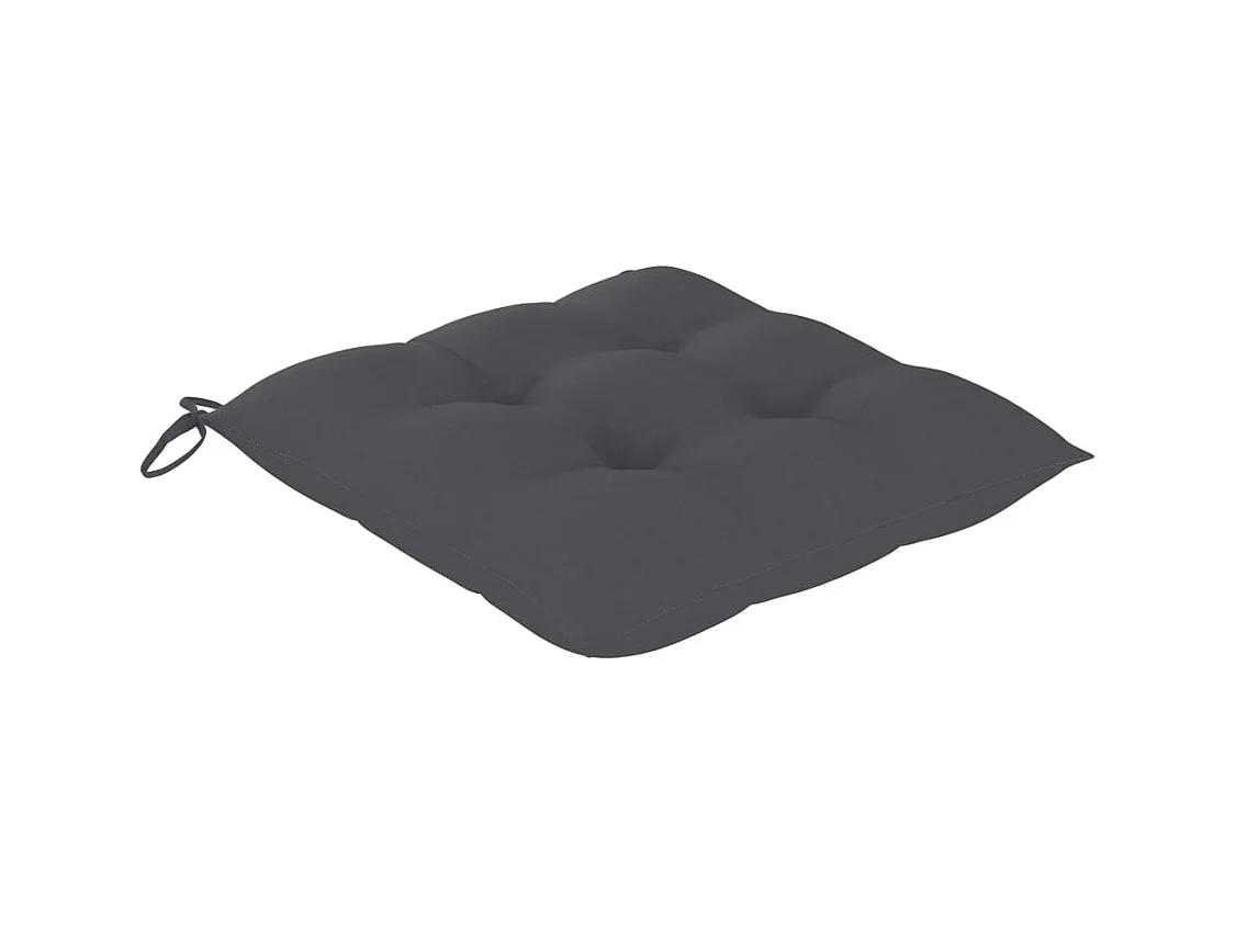 Chaises de jardin lot de 2 et coussins anthracite Bois de teck