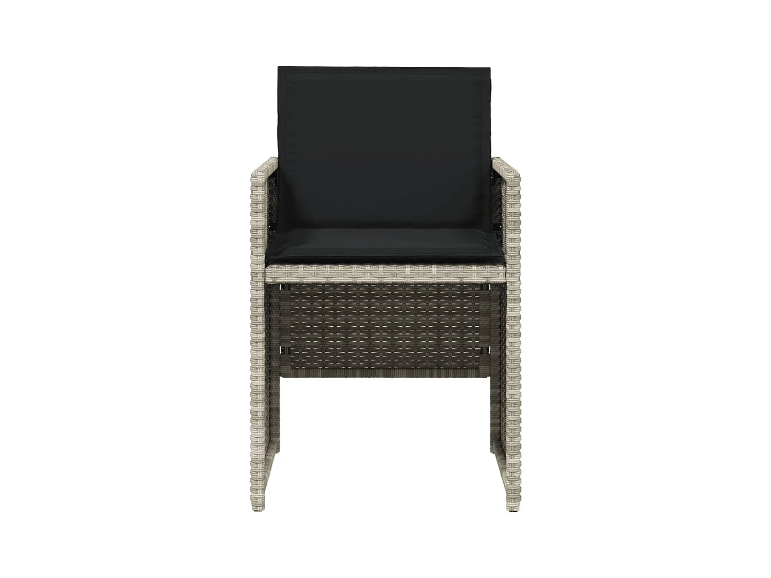 Juego de 4 sillas de jardín con cojines de ratán sintético gris claro