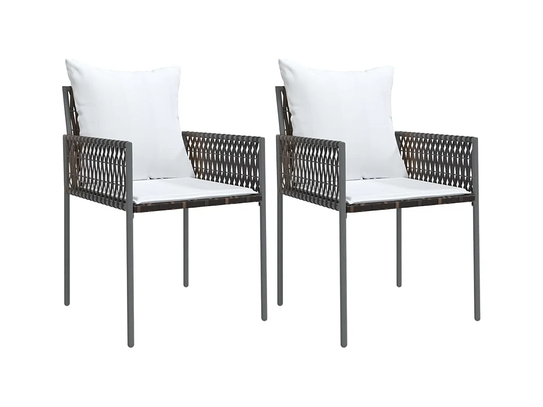 Set di 2 sedie e cuscini da giardino in rattan marrone 54x61x83 cm