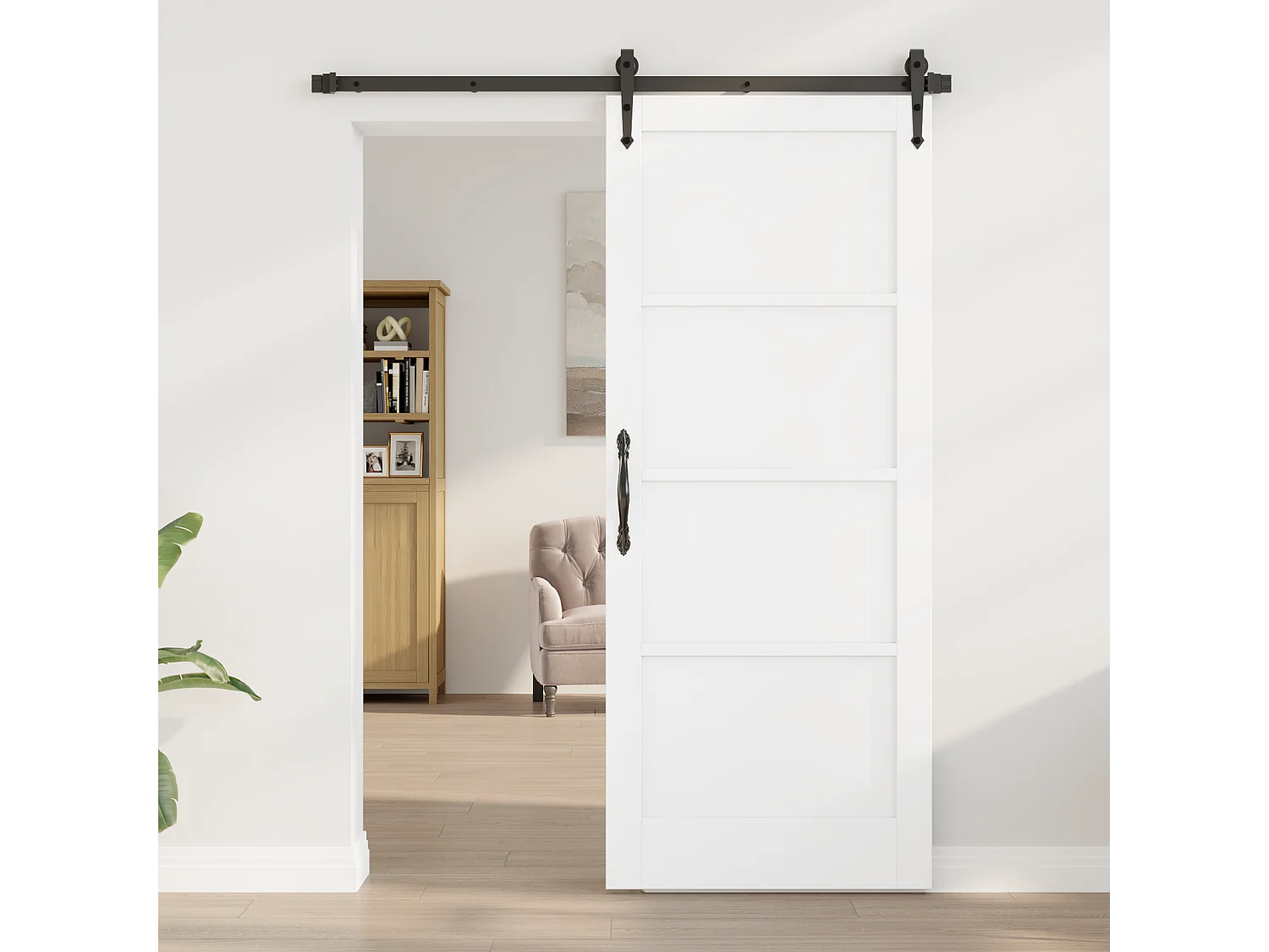 Puerta Interior  Blanca 83x202x4 cm Madera Maciza de Pino