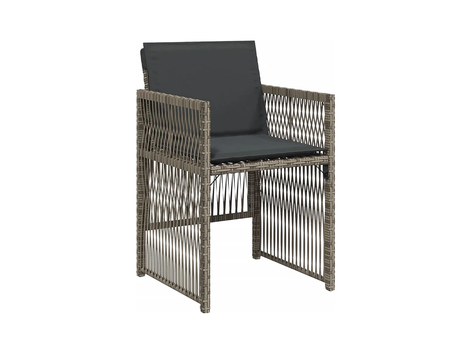 Tuinstoelen met kussens, set van 4, grijs, geweven hars