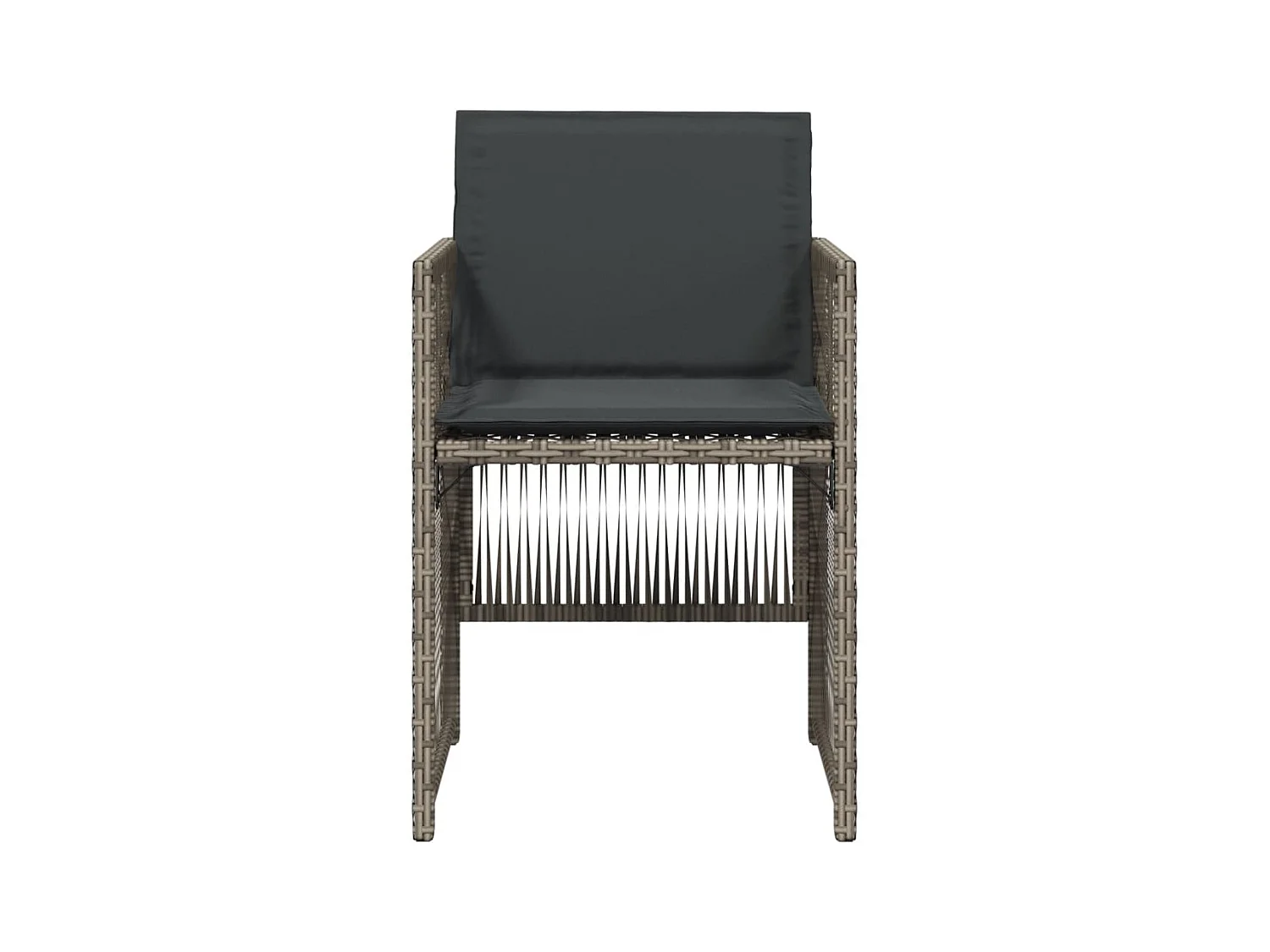 Tuinstoelen met kussens, set van 4, grijs, geweven hars