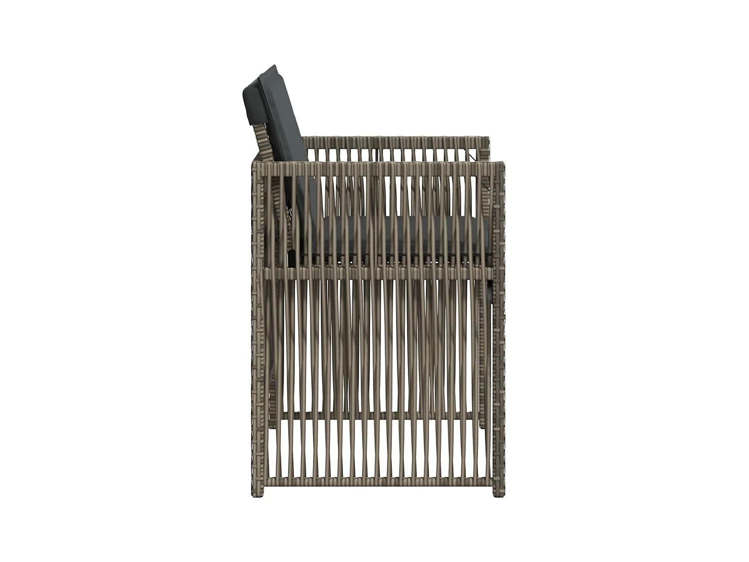 Tuinstoelen met kussens, set van 4, grijs, geweven hars