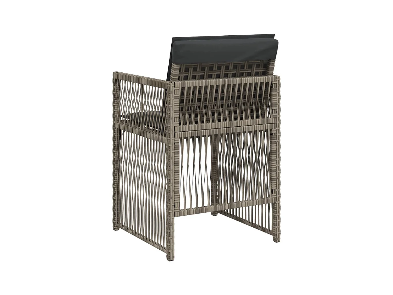 Tuinstoelen met kussens, set van 4, grijs, geweven hars