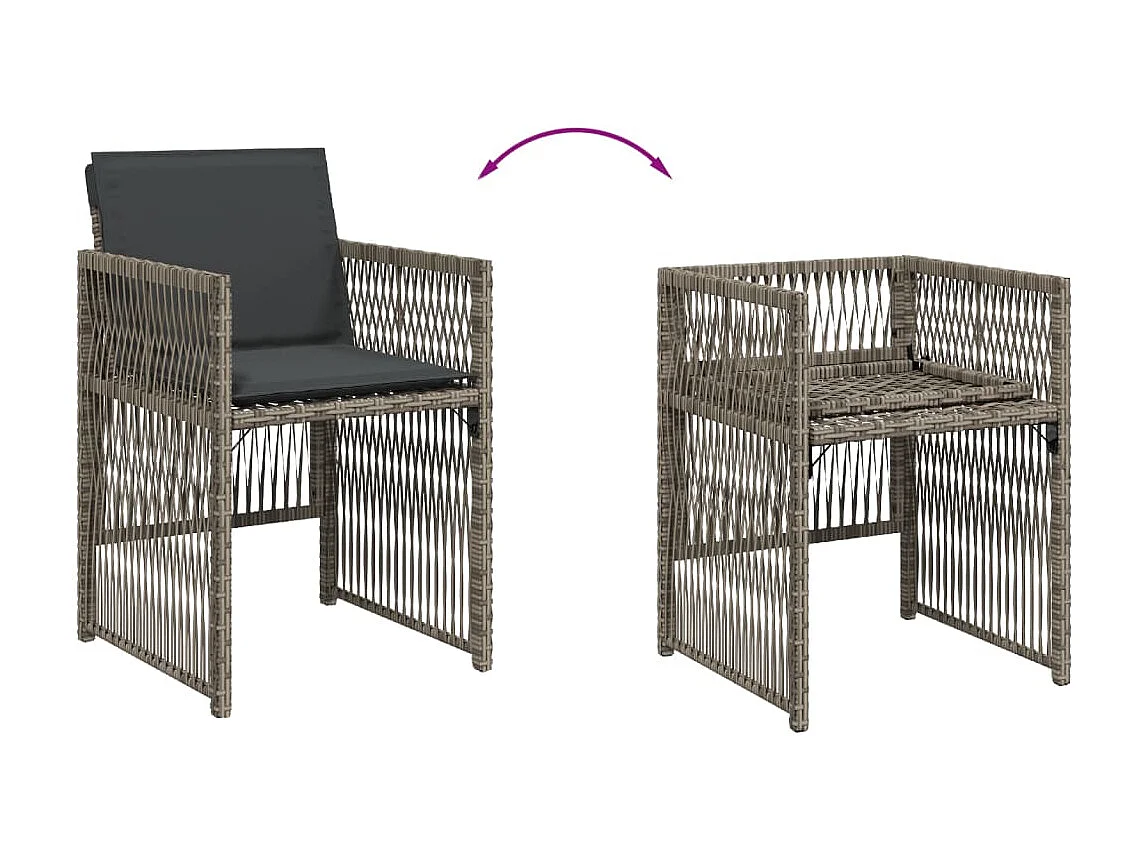 Chaises de jardin avec coussins lot de 4 gris résine tressée