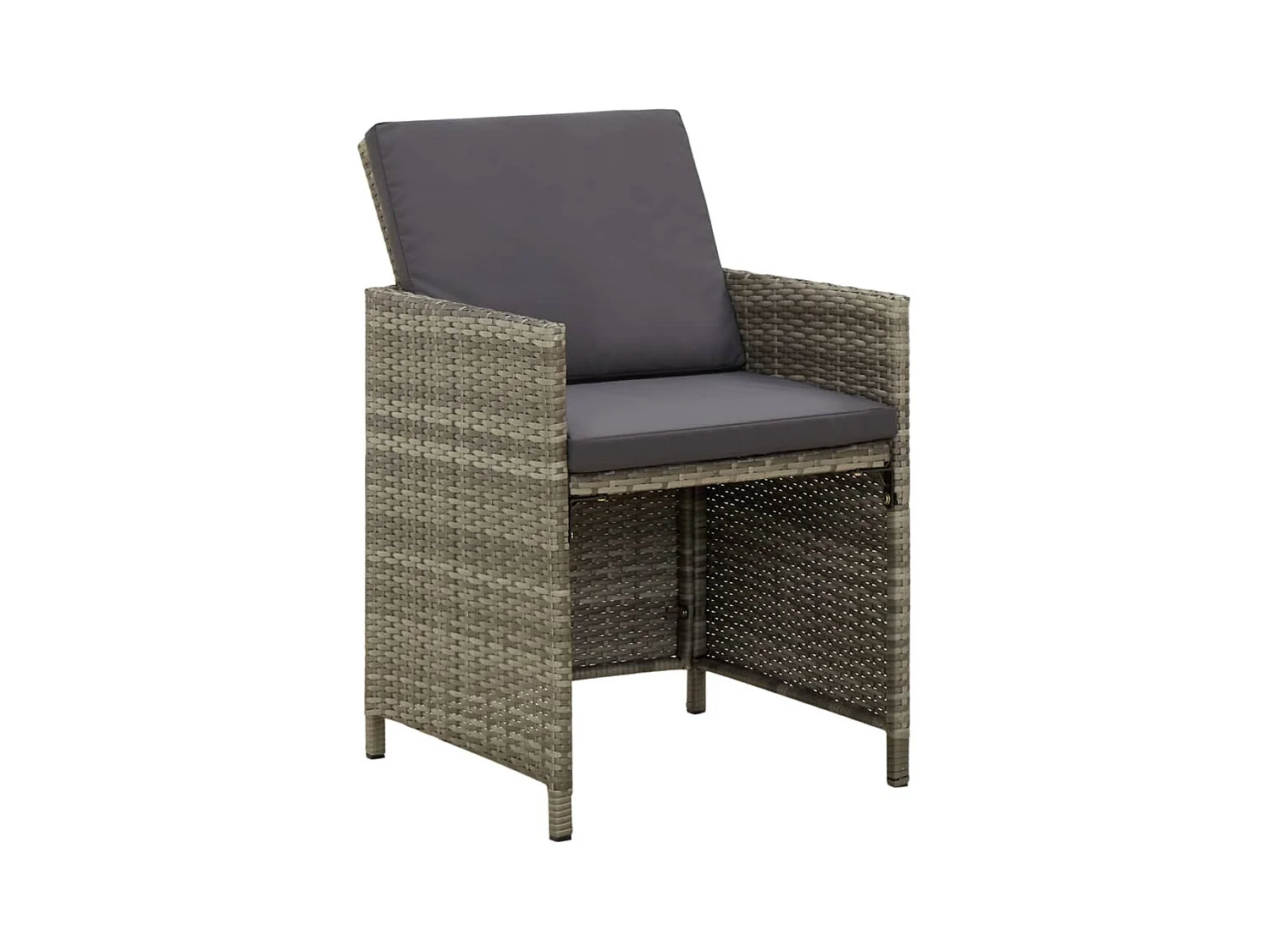 Set di 4 sedie da giardino con cuscini in resina intrecciata grigia