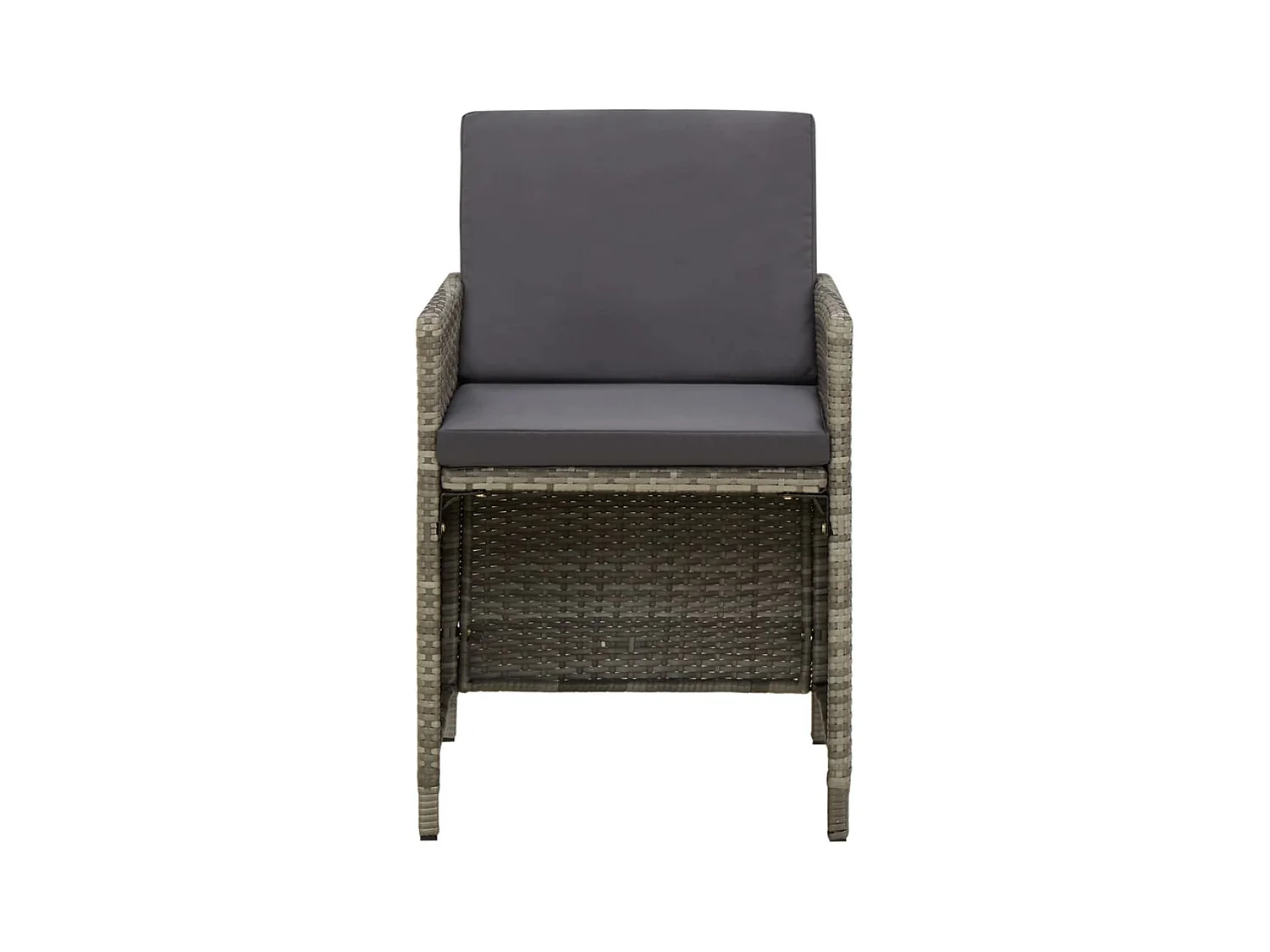 Set di 4 sedie da giardino con cuscini in resina intrecciata grigia