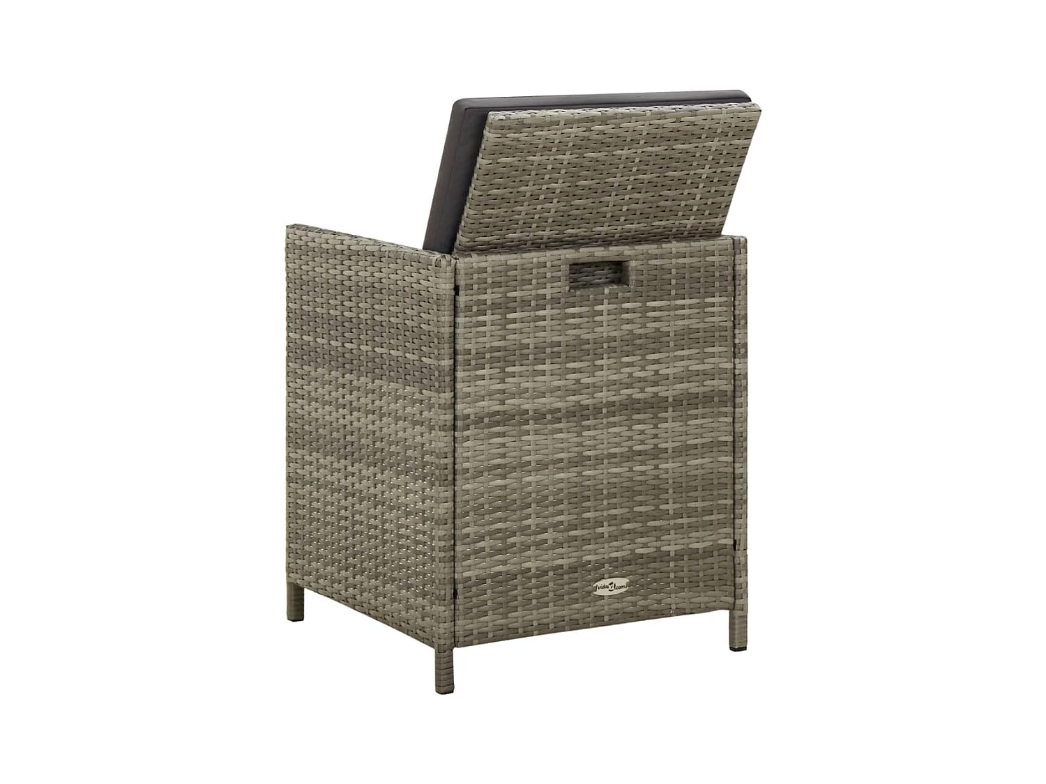 Set di 4 sedie da giardino con cuscini in resina intrecciata grigia