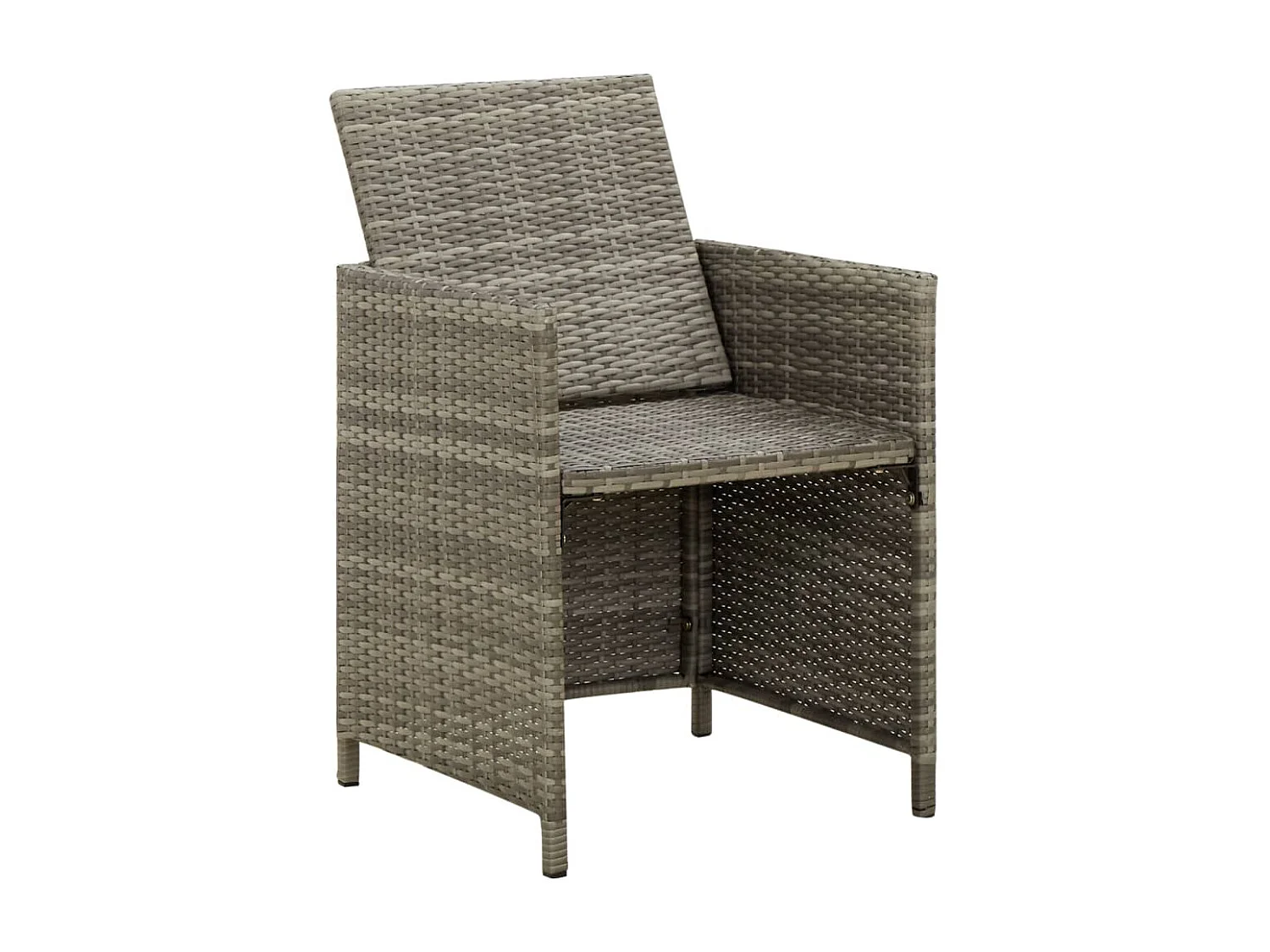 Set di 4 sedie da giardino con cuscini in resina intrecciata grigia