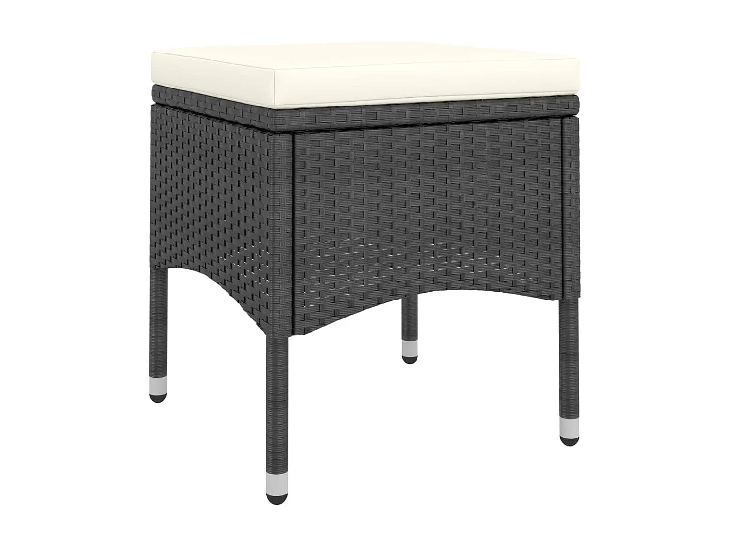 Conjunto de 4 sillas y taburetes de jardín en mimbre negro