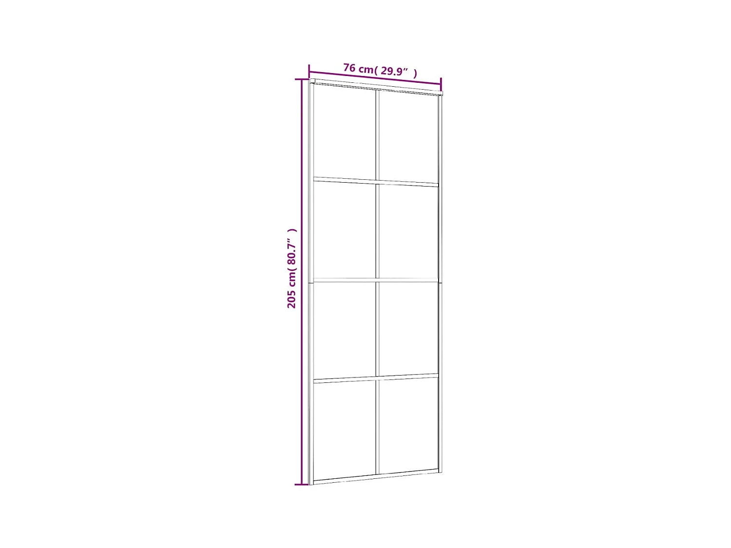 Porte coulissante Verre ESG dépoli et aluminium 76x205 cm Blanc