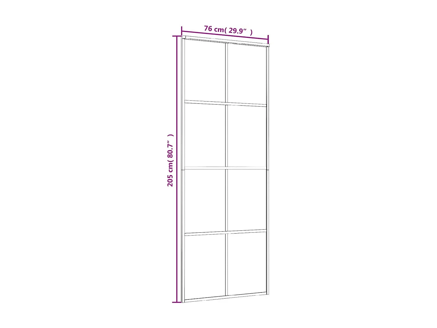 Porte coulissante Verre ESG dépoli et aluminium 76x205 cm Blanc