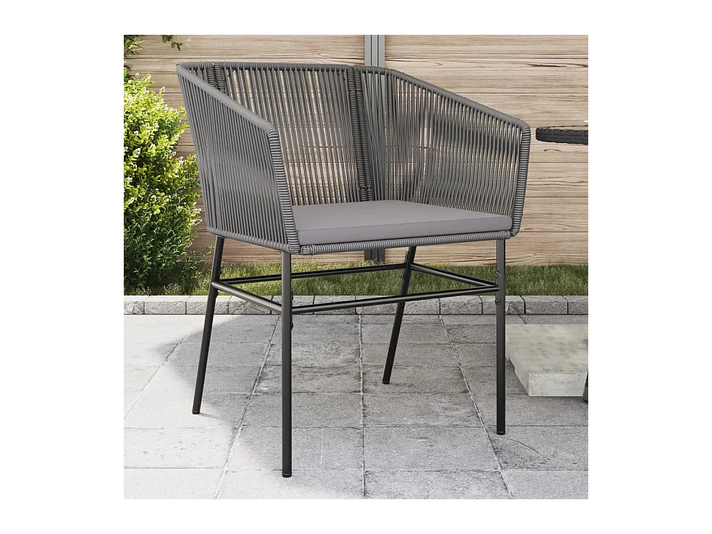 Chaises de jardin lot de 2 avec coussins gris résine tressée