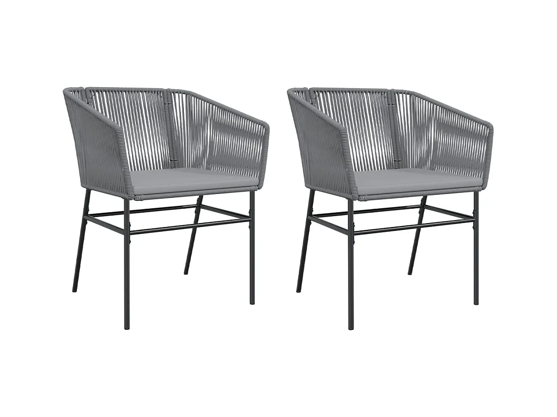 Chaises de jardin lot de 2 avec coussins gris résine tressée