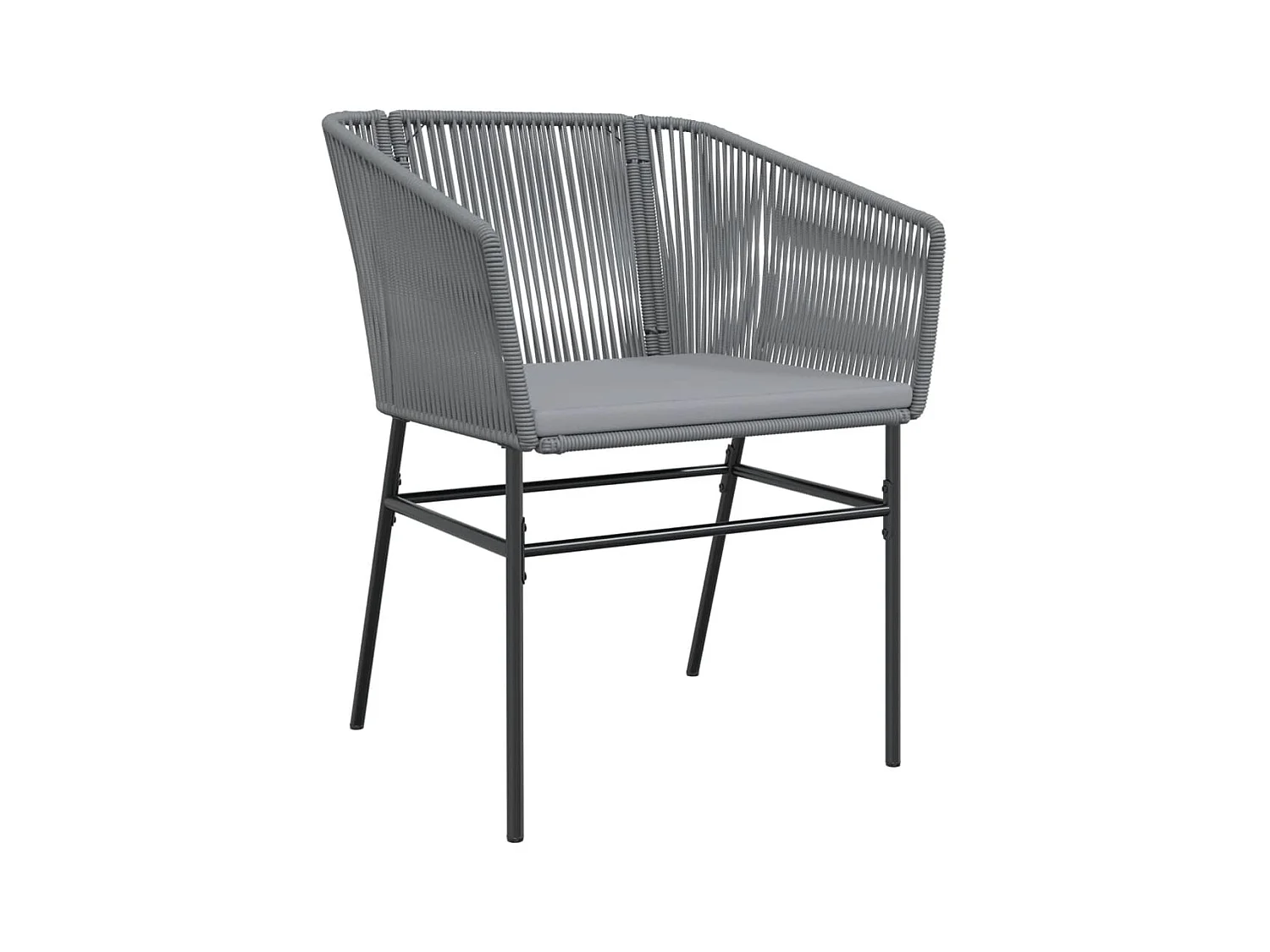 Chaises de jardin lot de 2 avec coussins gris résine tressée