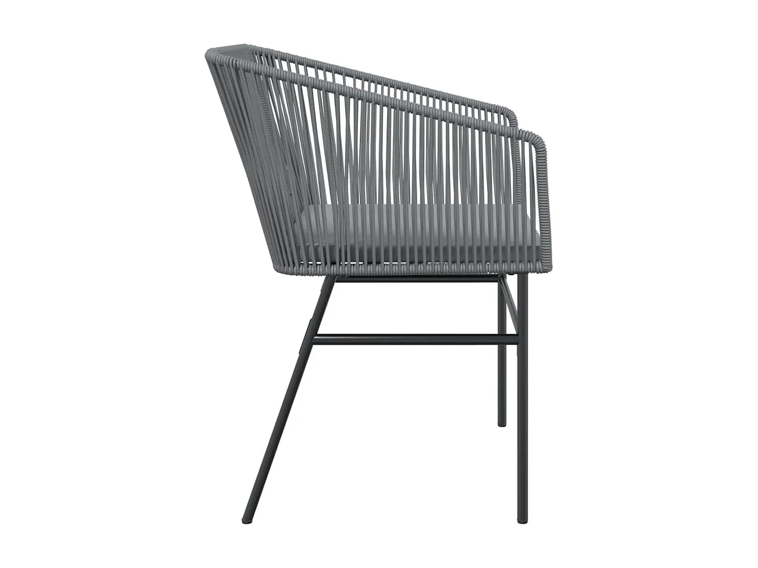 Chaises de jardin lot de 2 avec coussins gris résine tressée